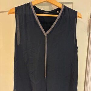 Sleeveless blouse; Elie Tahari size medium; navy silk